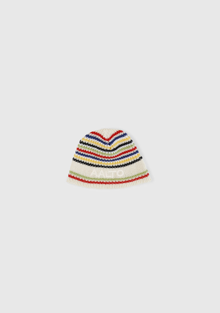 Chunky Hand Stripe Knit Stripe Beanie AARE23001438