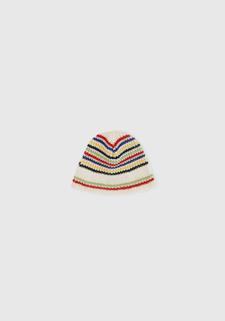 Chunky Hand Stripe Knit Stripe Beanie AARE23001436